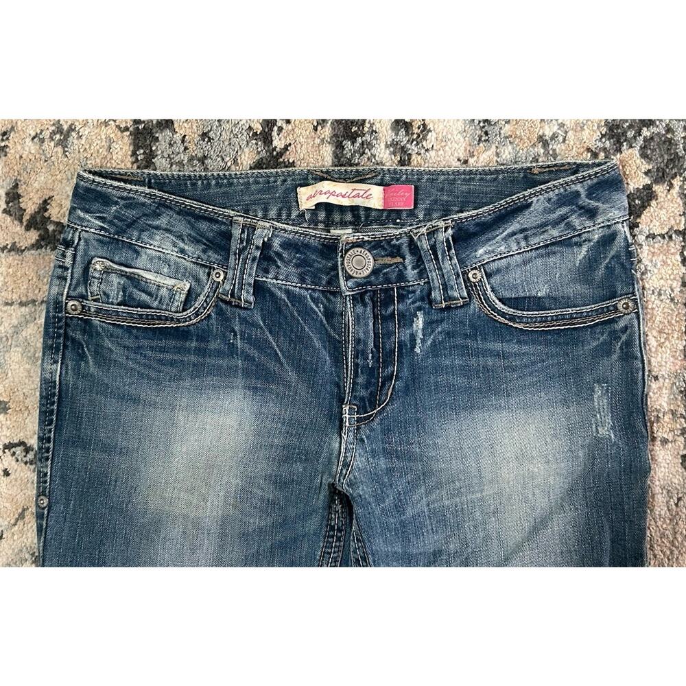 Aeropostale Hailey Skinny Flare Jeans Low Rise Womens 5/6 Y2K Stretch Blue Denim - Picture 3 of 10